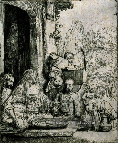Abraham Entertaining die Engel SIL Rembrandt Ölgemälde